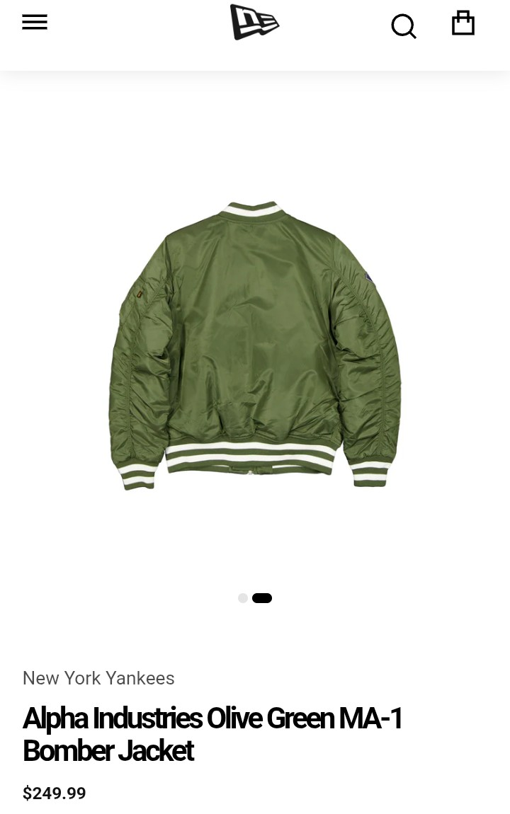New York Yankees Alpha Industries Olive Green MA-1 Bomber Jacket - photo 2