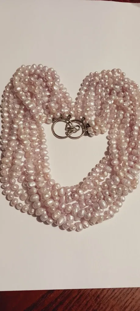 Sterling Silver 925 Freshwater 7 Strands Pearl Necklace thumbnail
