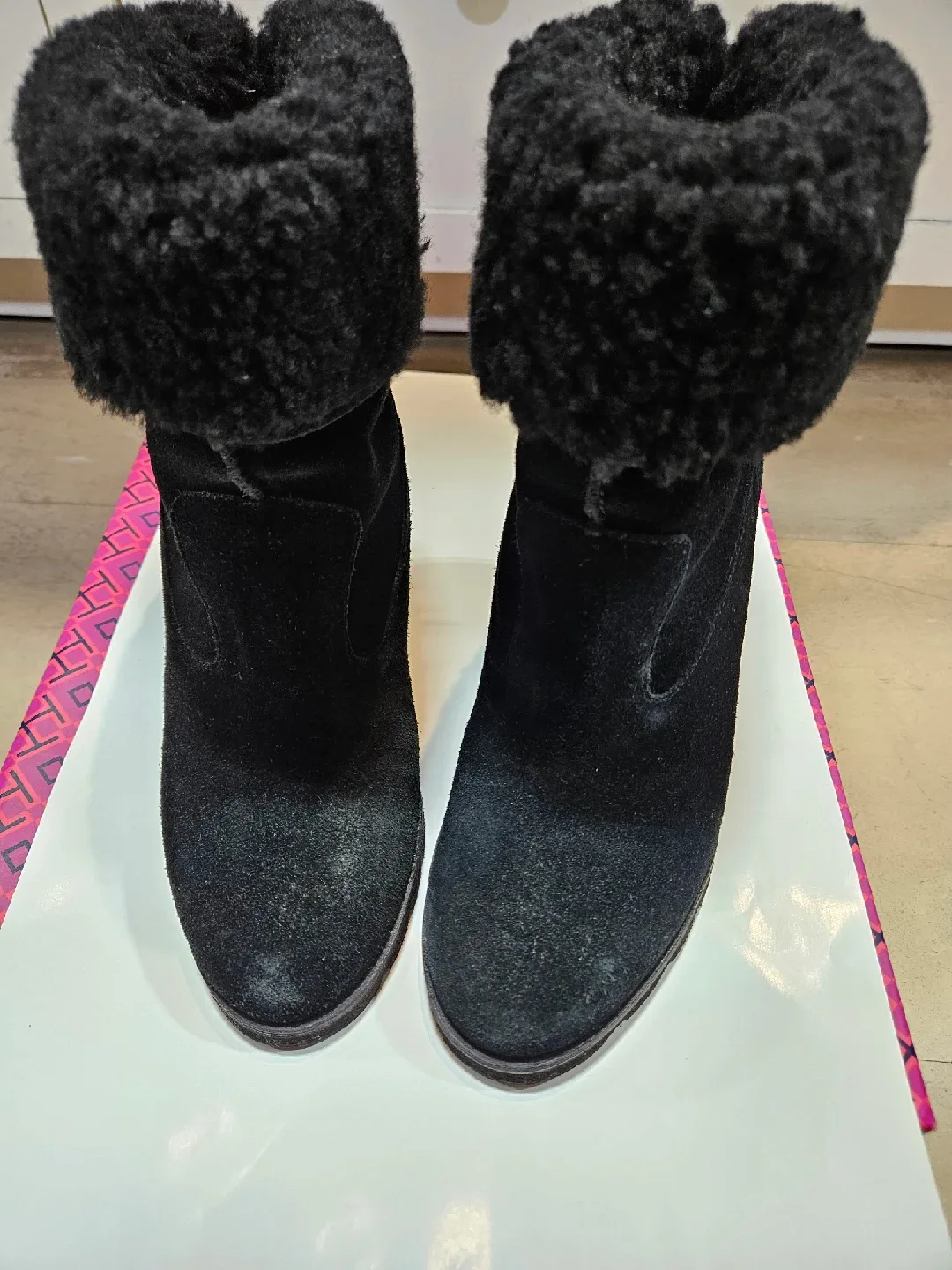 UGG Black Suede Wedge Boots, Size 8 image indicator(2)