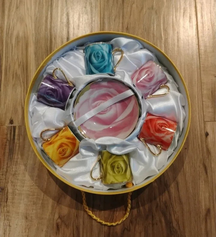 Vintage Classic Coffee & Tea Espresso Set Roses Valentine's Day