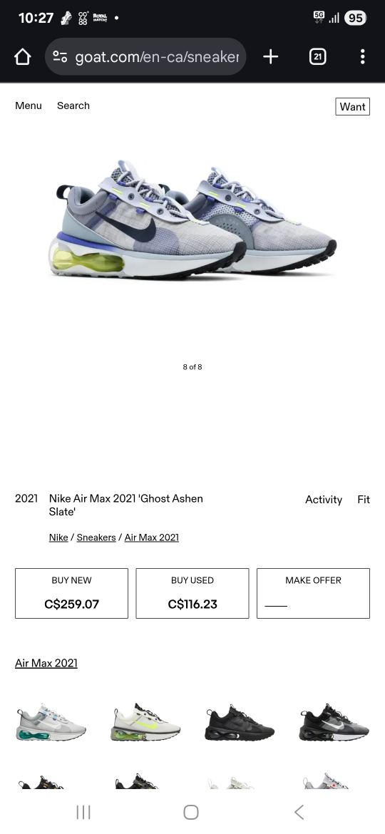 Nike Air Max 2021 'Ghost Ashen Slate' - Size 10.5