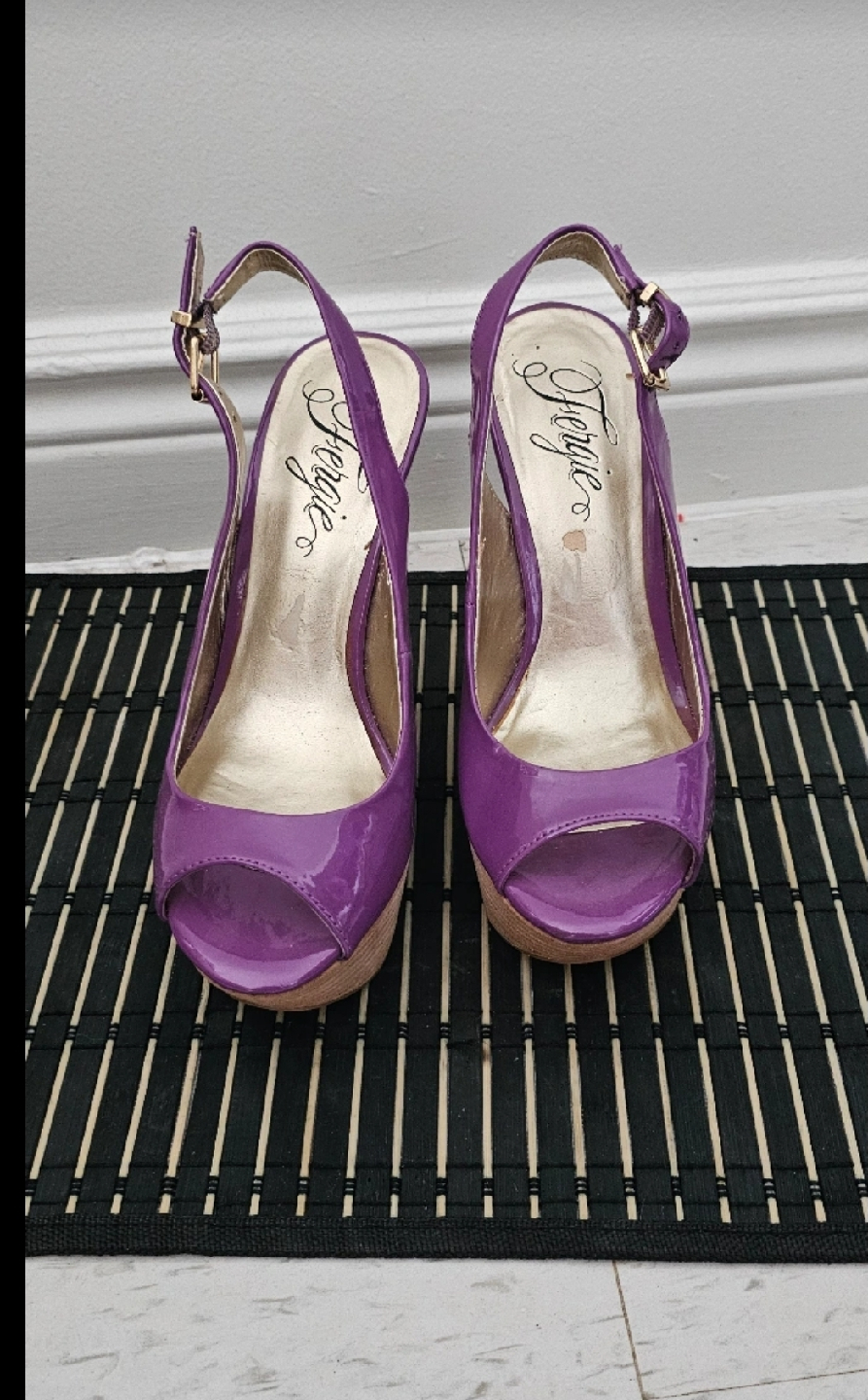 Fergie Purple Wedge Heels, Size 6