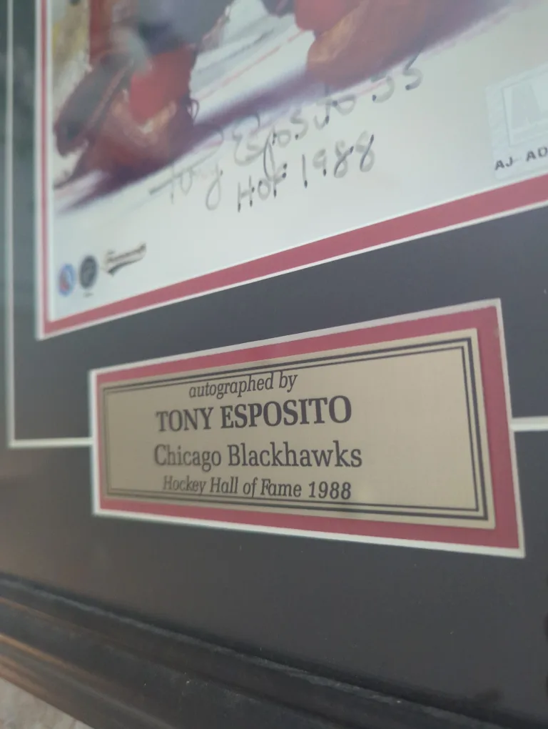 Framed Tony Esposito Autographed Blackhawks Photo image indicator(3)