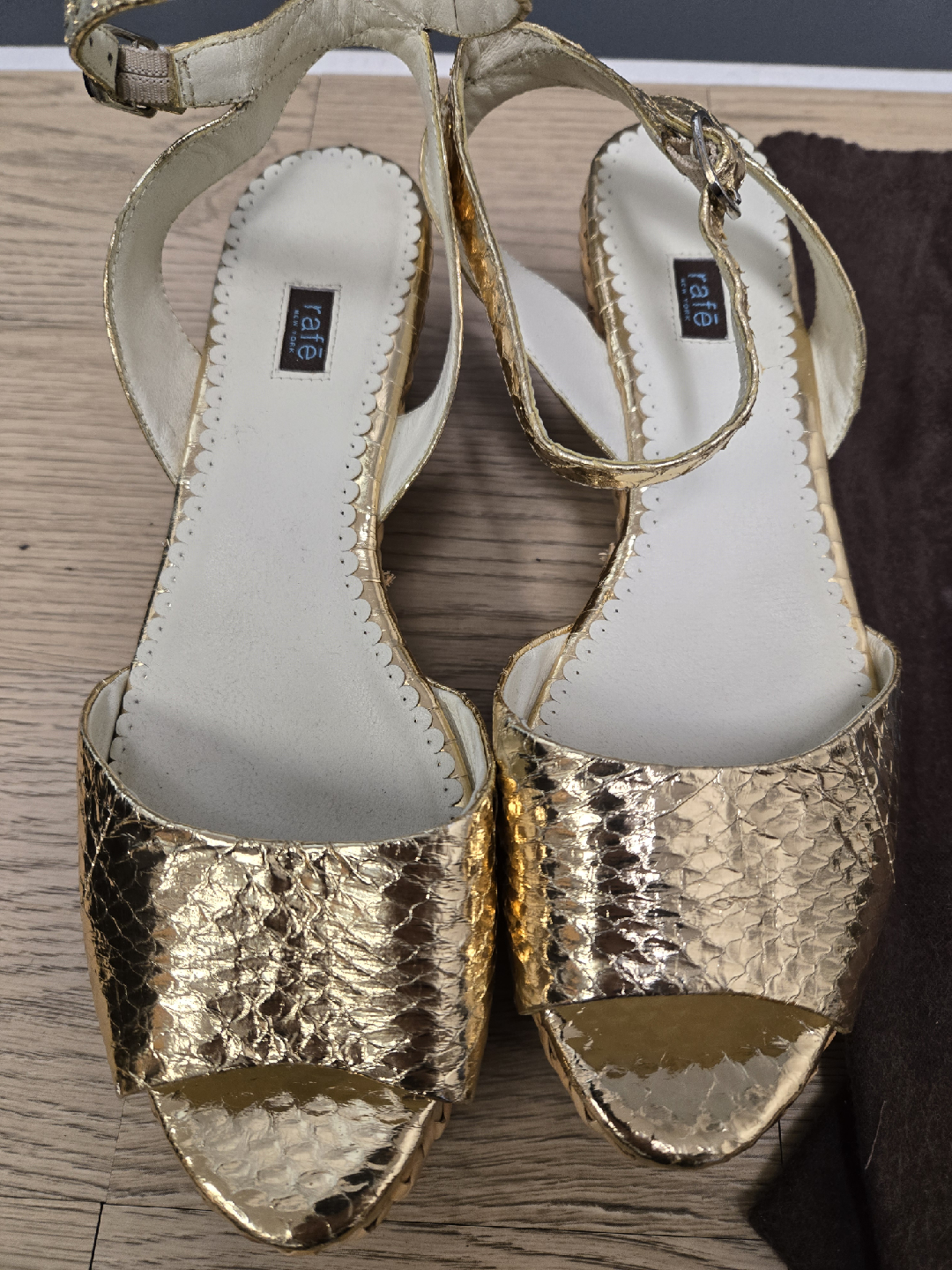Rafe New York Gold Leather Wedge Sandals - Size 10 - photo 5