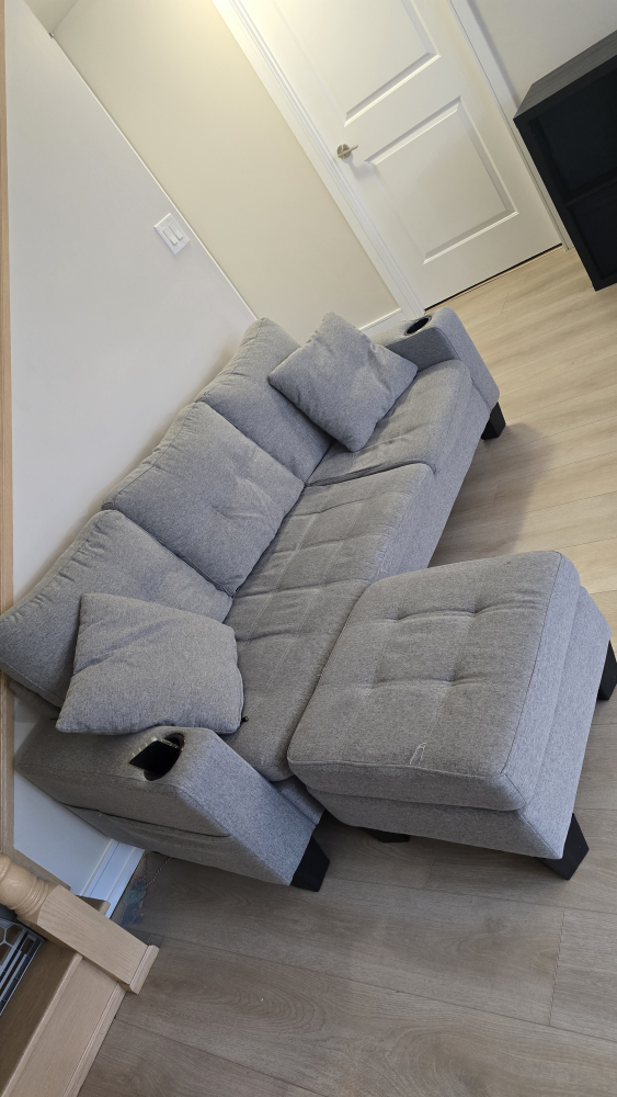 Grey Sectional Sofa with Ottoman - Like  New! - photo 4