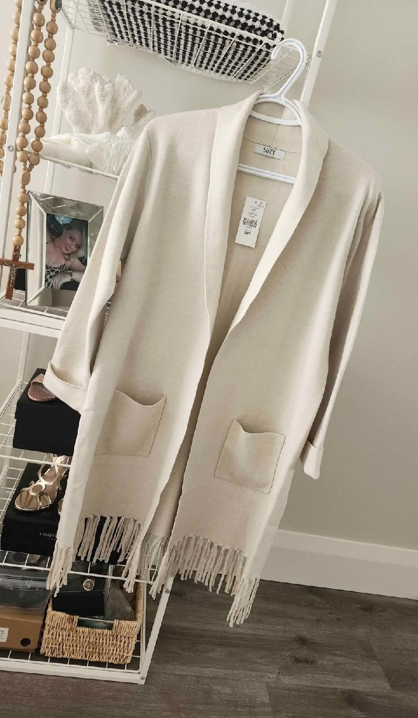 Ladies Ivory Fringe Shawl Jacket Cardigan $40 - Pickup Thornhill