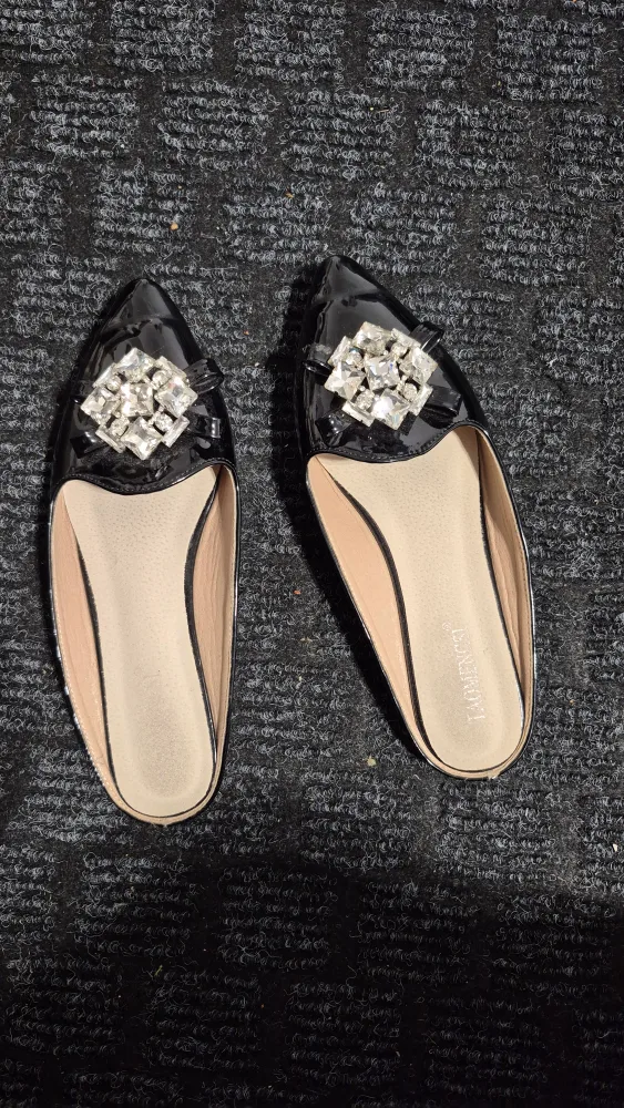 Lorenzi Black Embellished Mules image indicator(2)