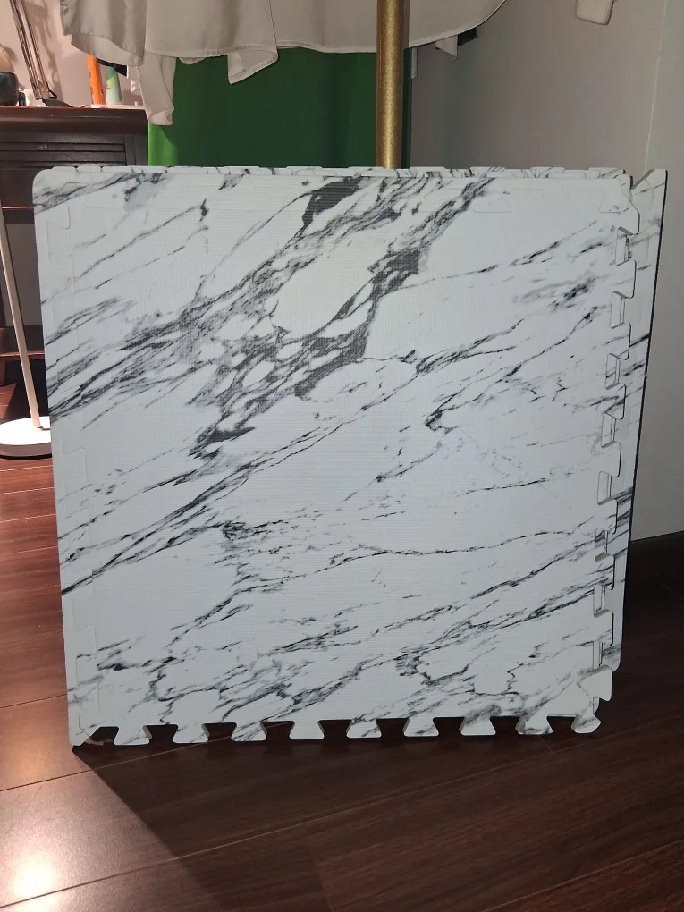 Set of 4 Marble Pattern Interlocking Foam Exercise Floor Mats thumbnail