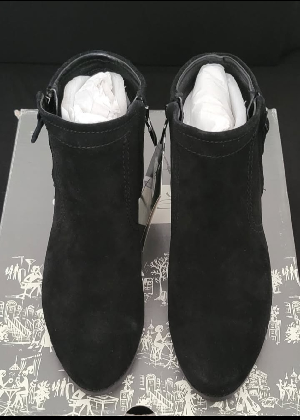 College Style Black Suede Ankle Boots