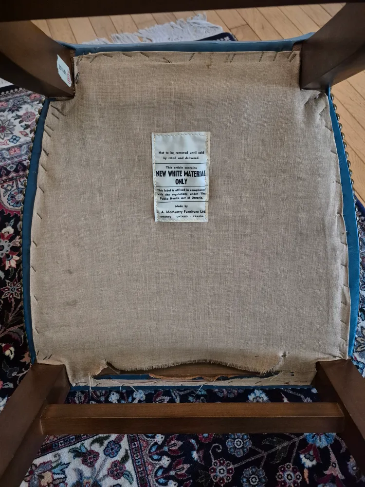 Vintage Teal Leather & Wood Chair 🪑 image indicator(8)