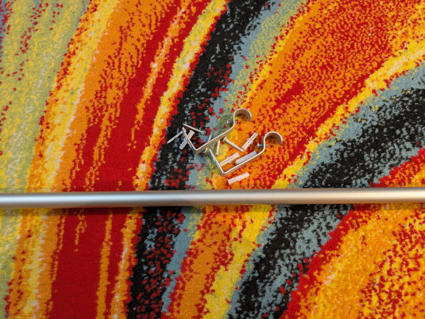 Silver Curtain Rod with Brackets - photo 3