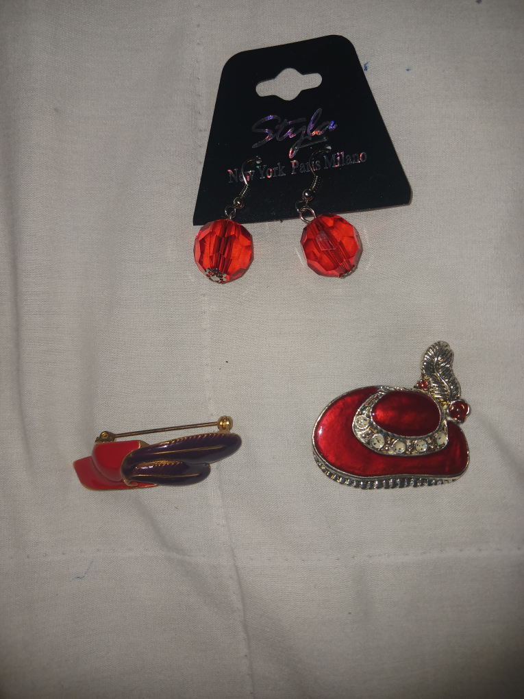 Style NY Paris Milano Red Earrings & Brooches