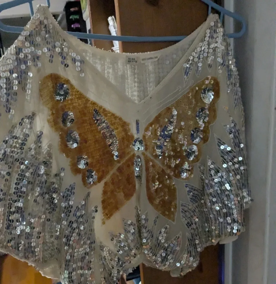 Sequin Butterfly Top - 100% Silk & Rayon image indicator(5)