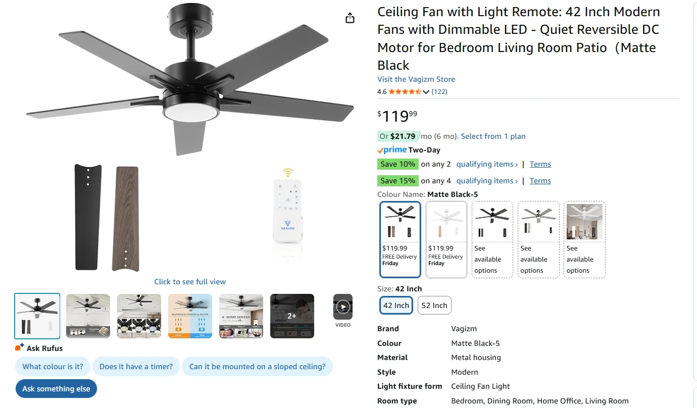 Ceiling Fan with Light Remote BNIB - photo 2