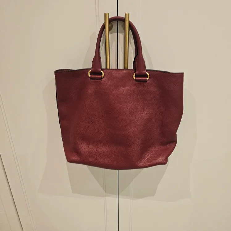 Prada Milano Leather Tote Bag - Burgundy image indicator(2)