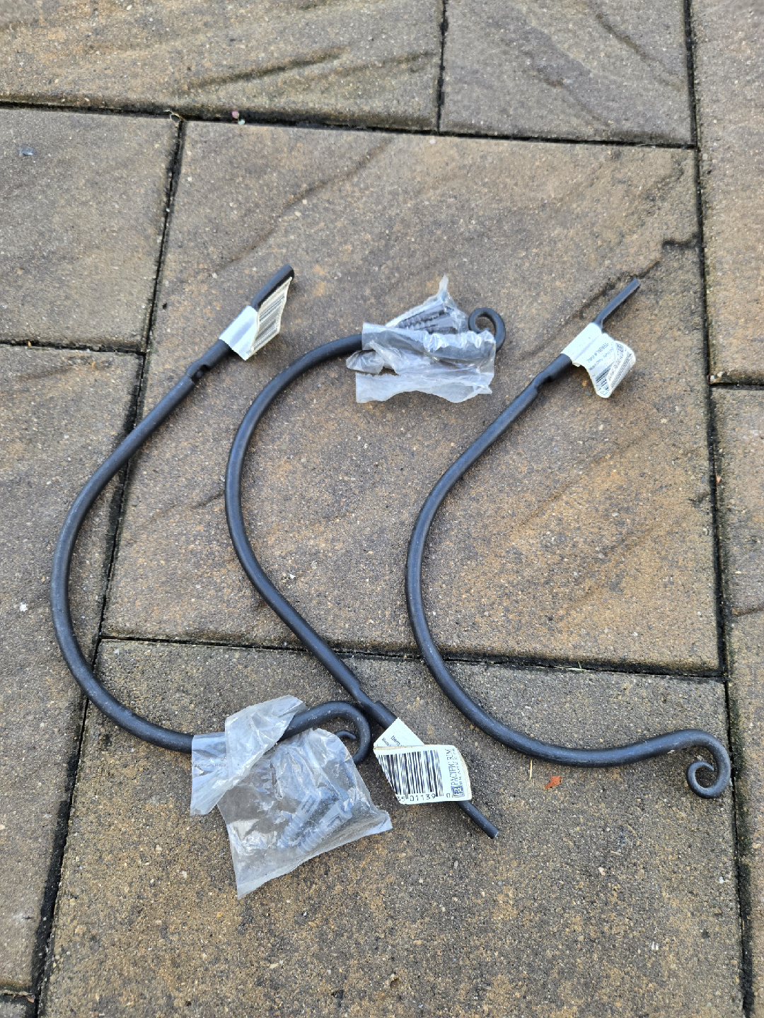 THREE Black Metal Plant Brackets