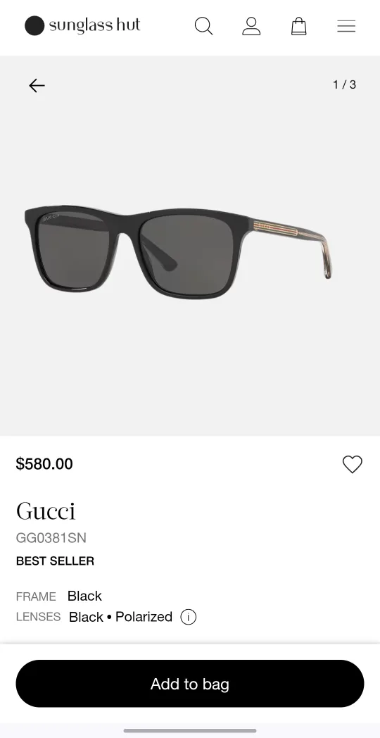 Gucci GG0381SN Black Sunglasses thumbnail
