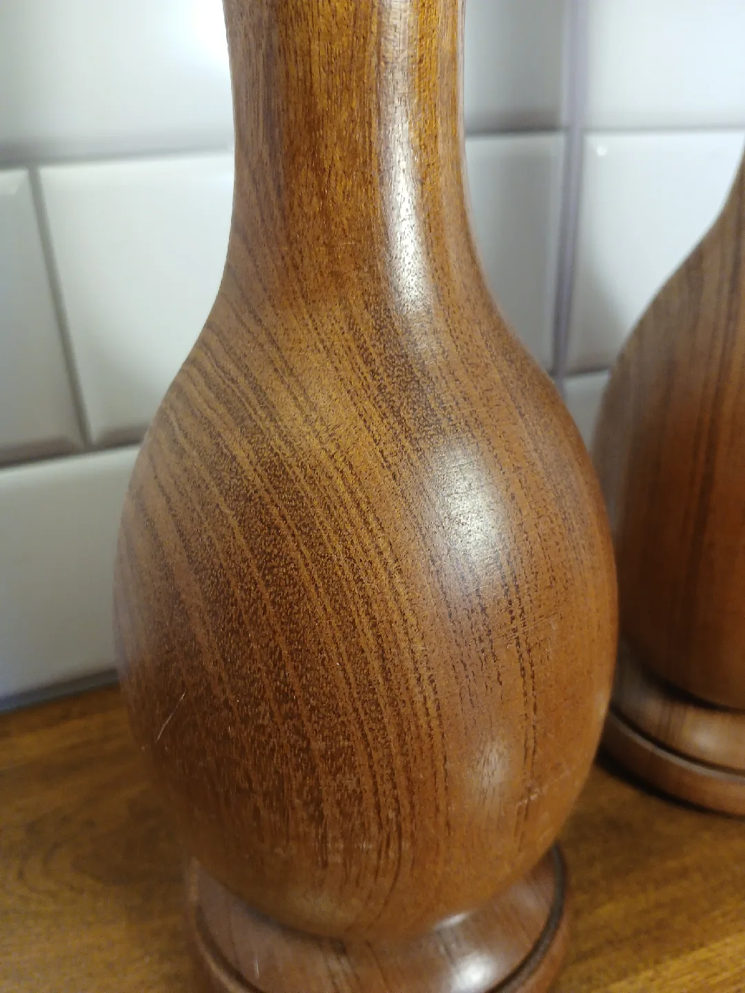 MCM Myrtlewood Bud Vases or Candle Holder Pair $22 image indicator(3)