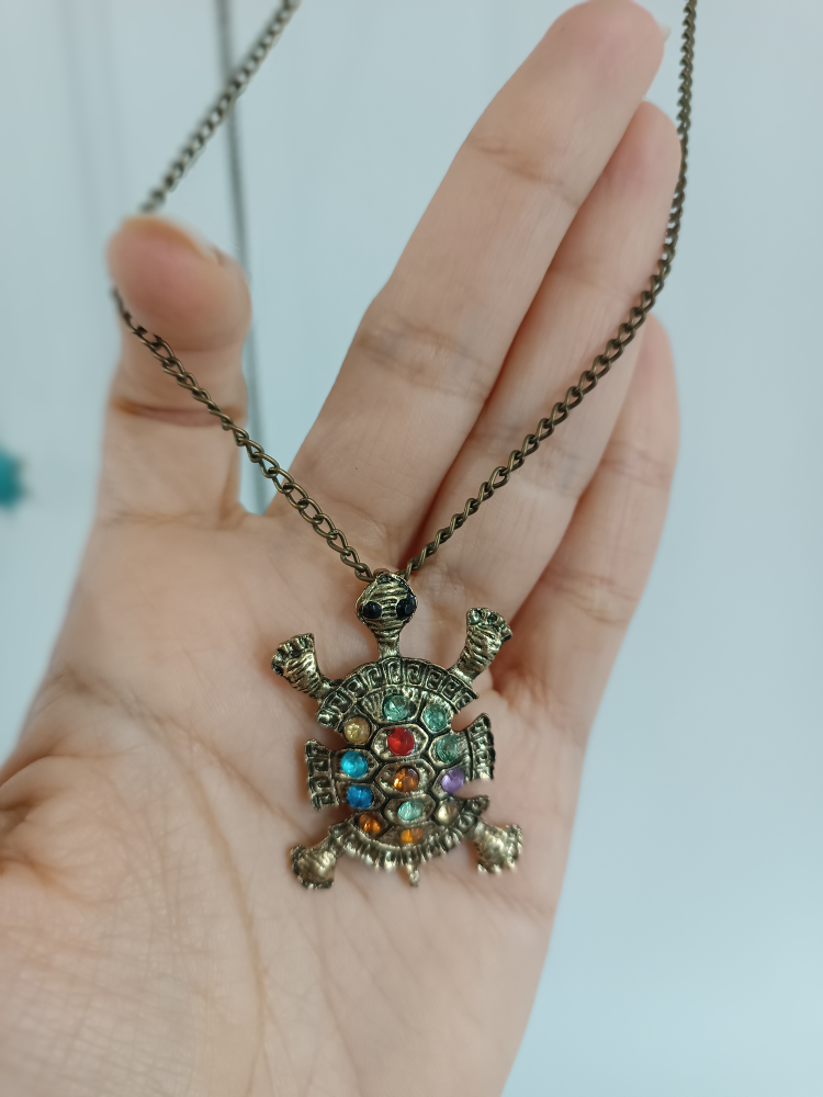 Turtle Pendant Necklace with Colorful Stones - photo 5