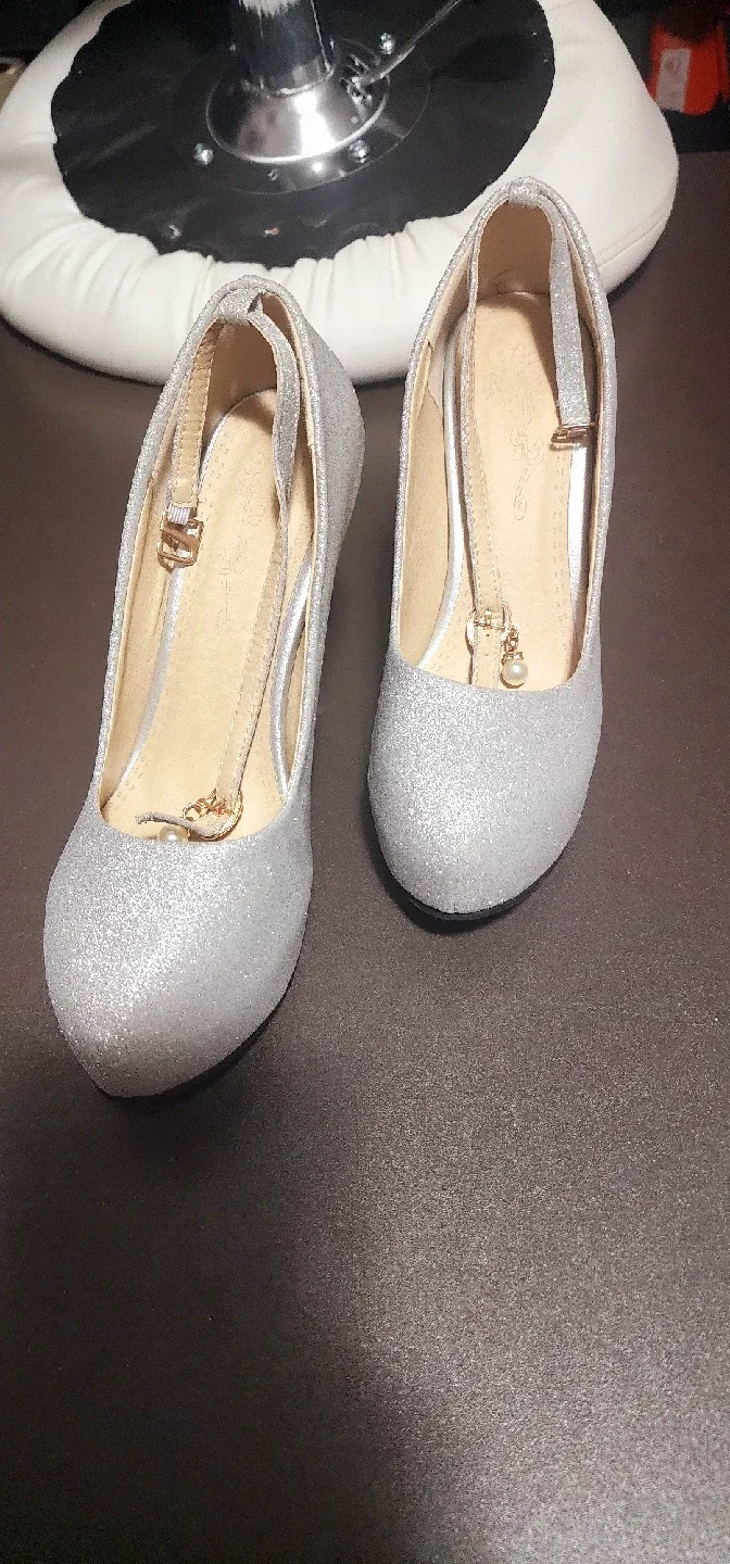 Silver Glitter Heels - Size 38 thumbnail