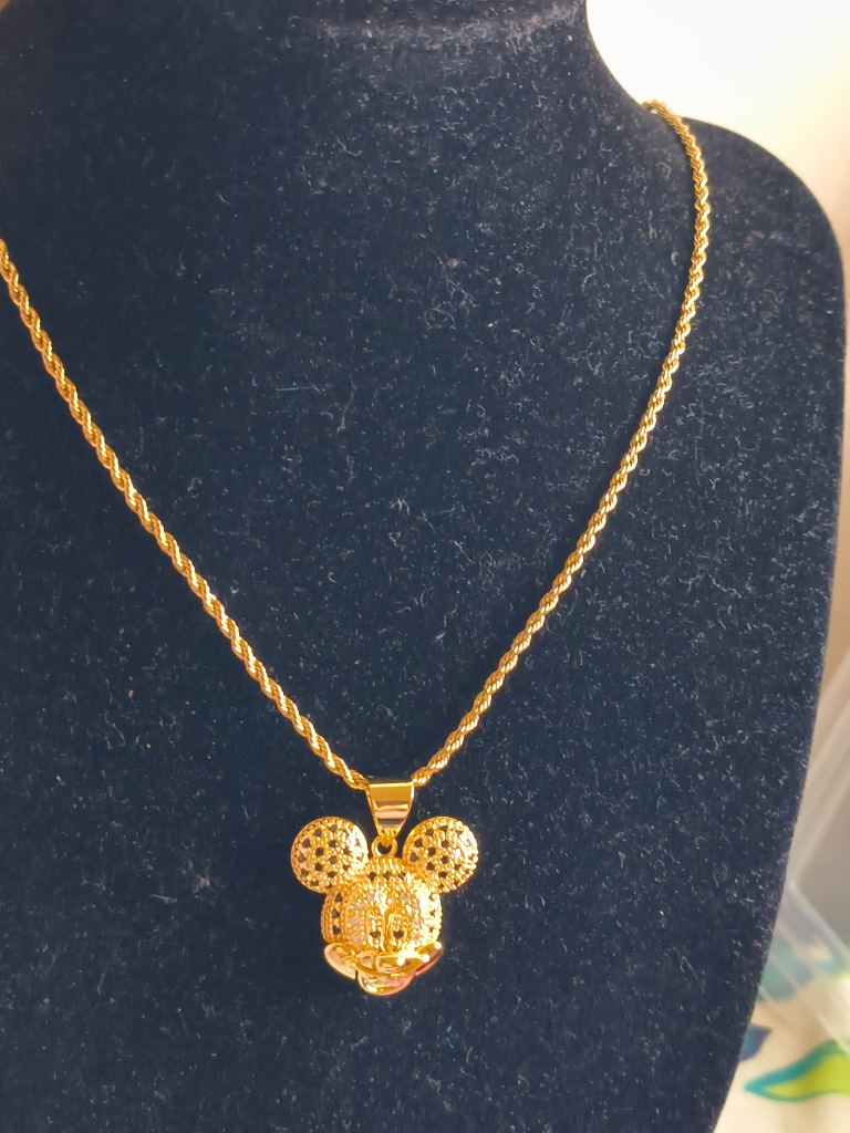 Mickey Mouse Gold Pendant Necklace