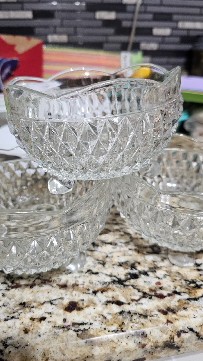 Indiana Glass Crystal Diamond Point Candy Dish, Bowl Footed image indicator(2)