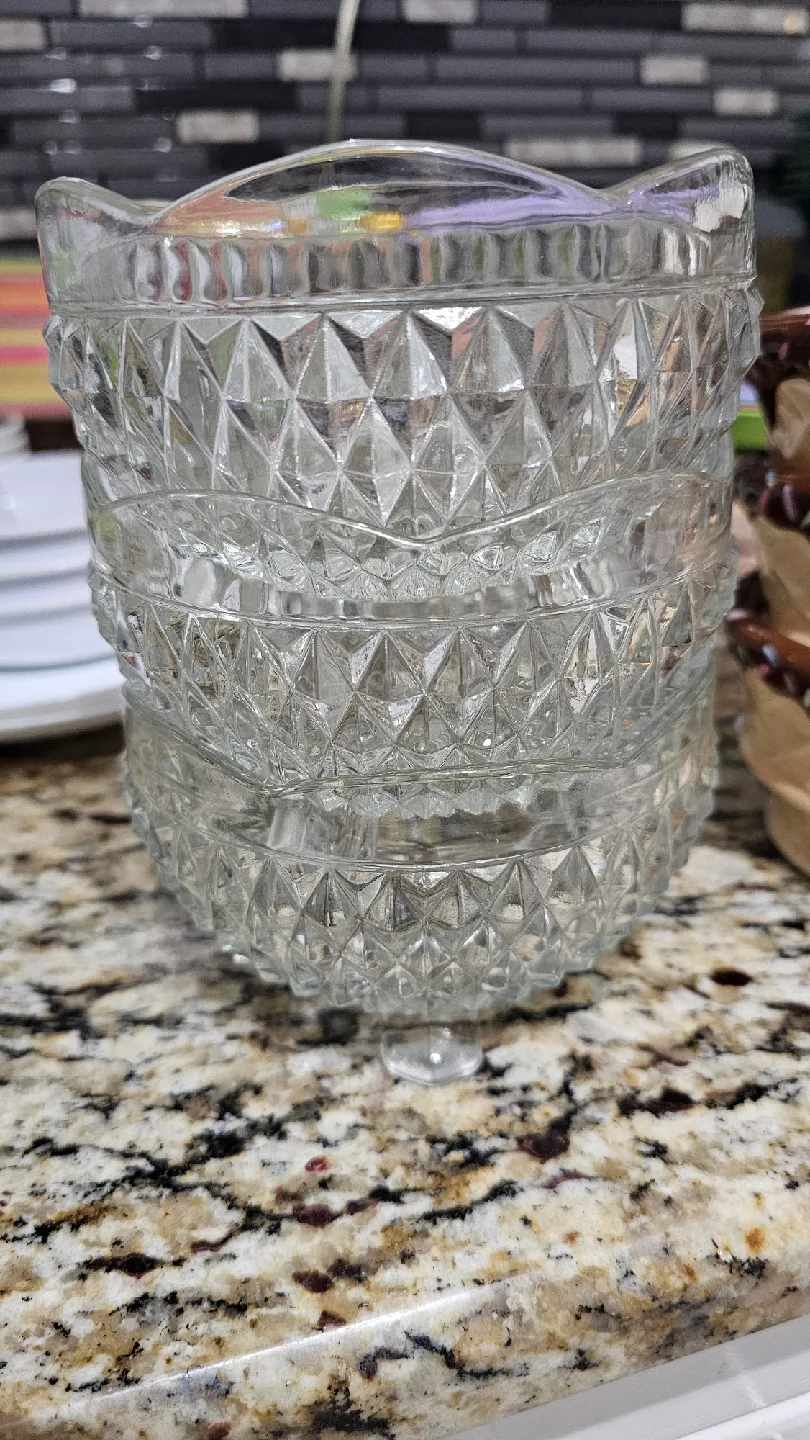 Indiana Glass Crystal Diamond Point Candy Dish, Bowl Footed image indicator(4)