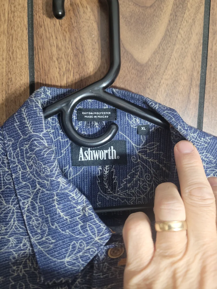 Ashworth XL Blue Floral Short Sleeve Shirt image indicator(3)