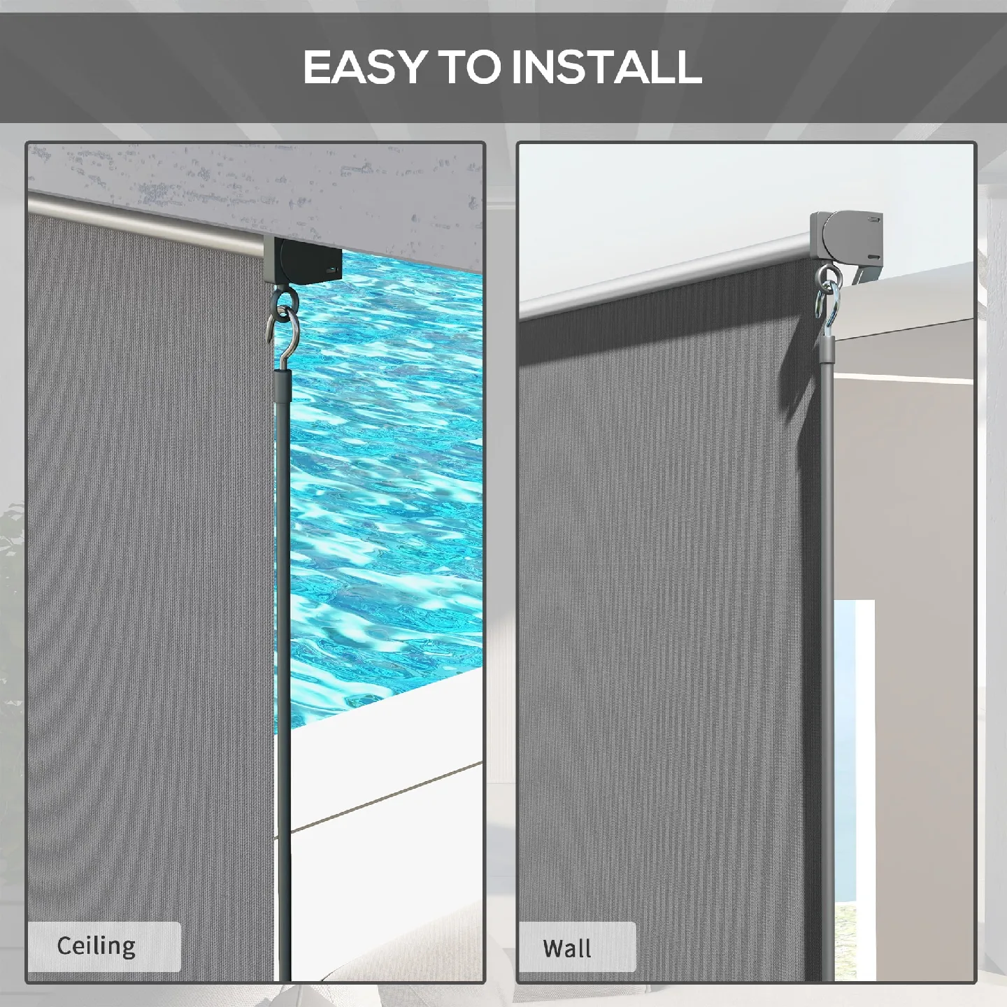 Outdoor Roller Shade 95.3" x 72" Gray image indicator(5)