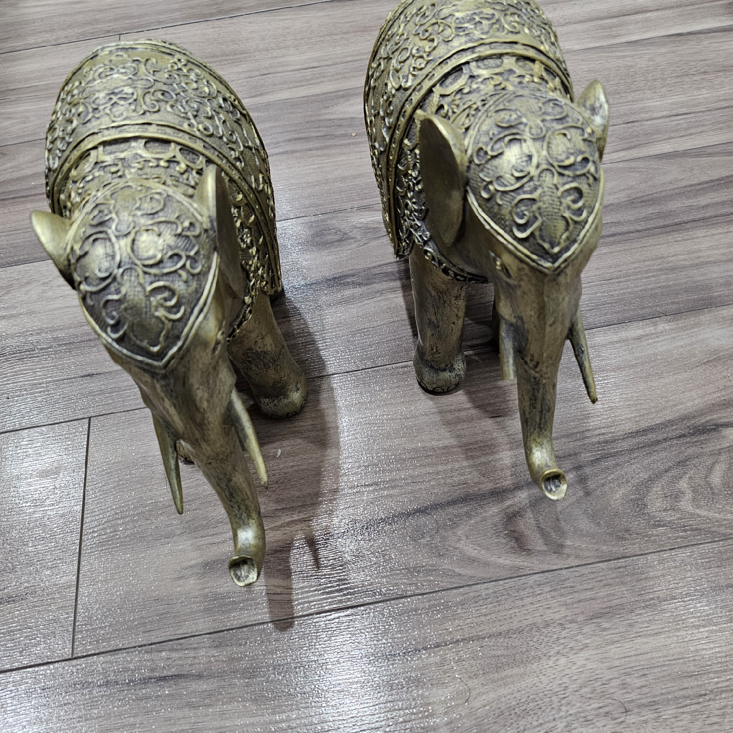 Golden Pair of Elephant Statues