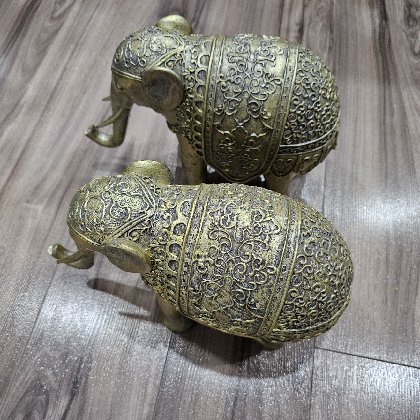 Golden Pair of Elephant Statues - photo 3