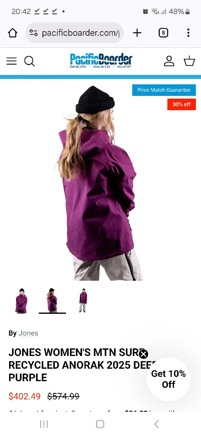 Jones Women's Size Small MTN Surf Anorak 2025 Deep Purple BNWT image indicator(4)