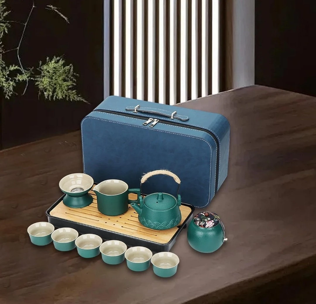 Portable Tea Set with Travel Case - Green - photo 3