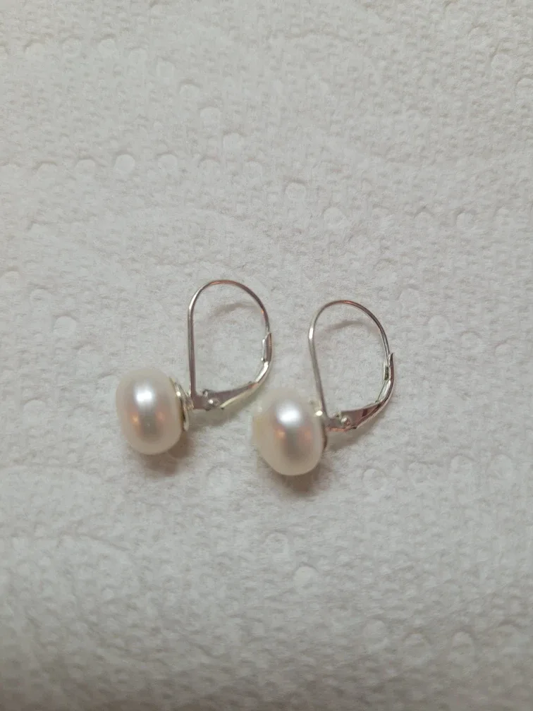 Pearl silver earrings image indicator(4)