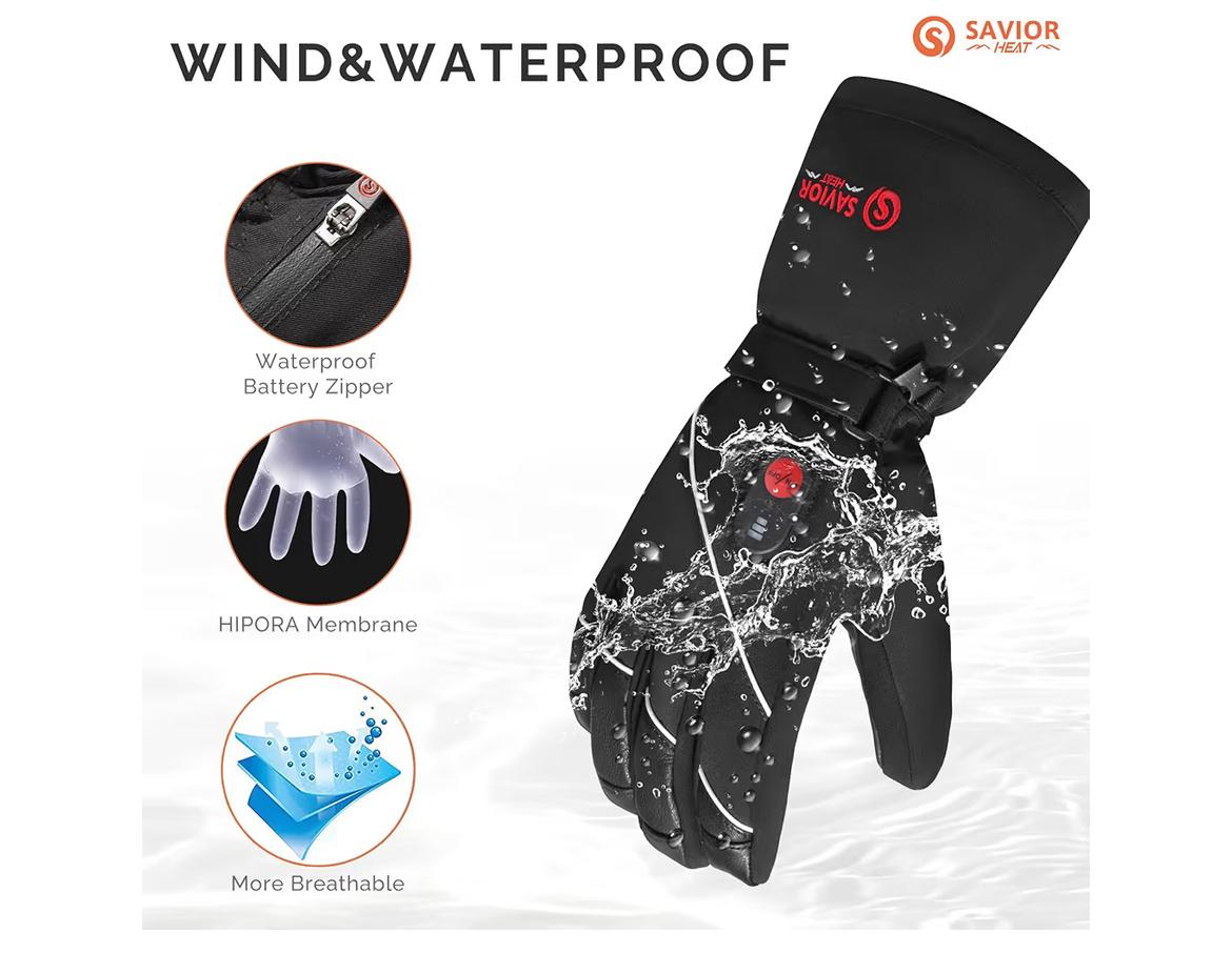 Savior Heat Heated Gloves - Wind & Waterproof