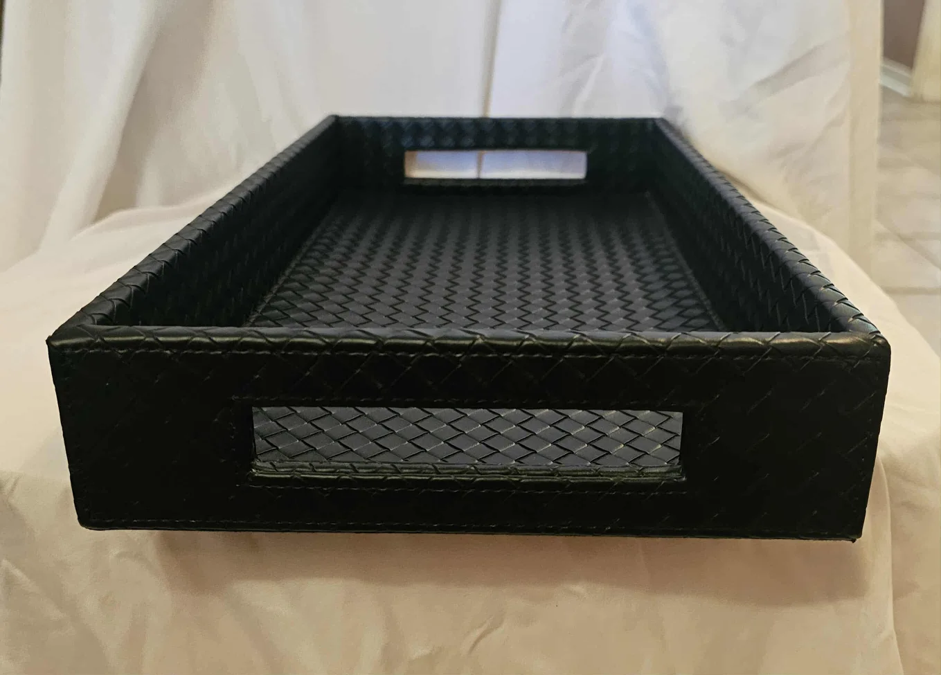 Black Urban Barn Large Fraser Faux Leather Tray image indicator(3)