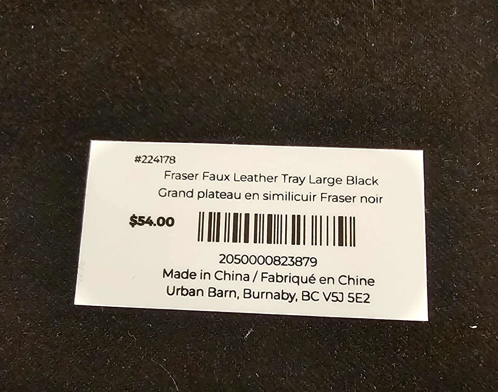 Black Urban Barn Large Fraser Faux Leather Tray image indicator(8)