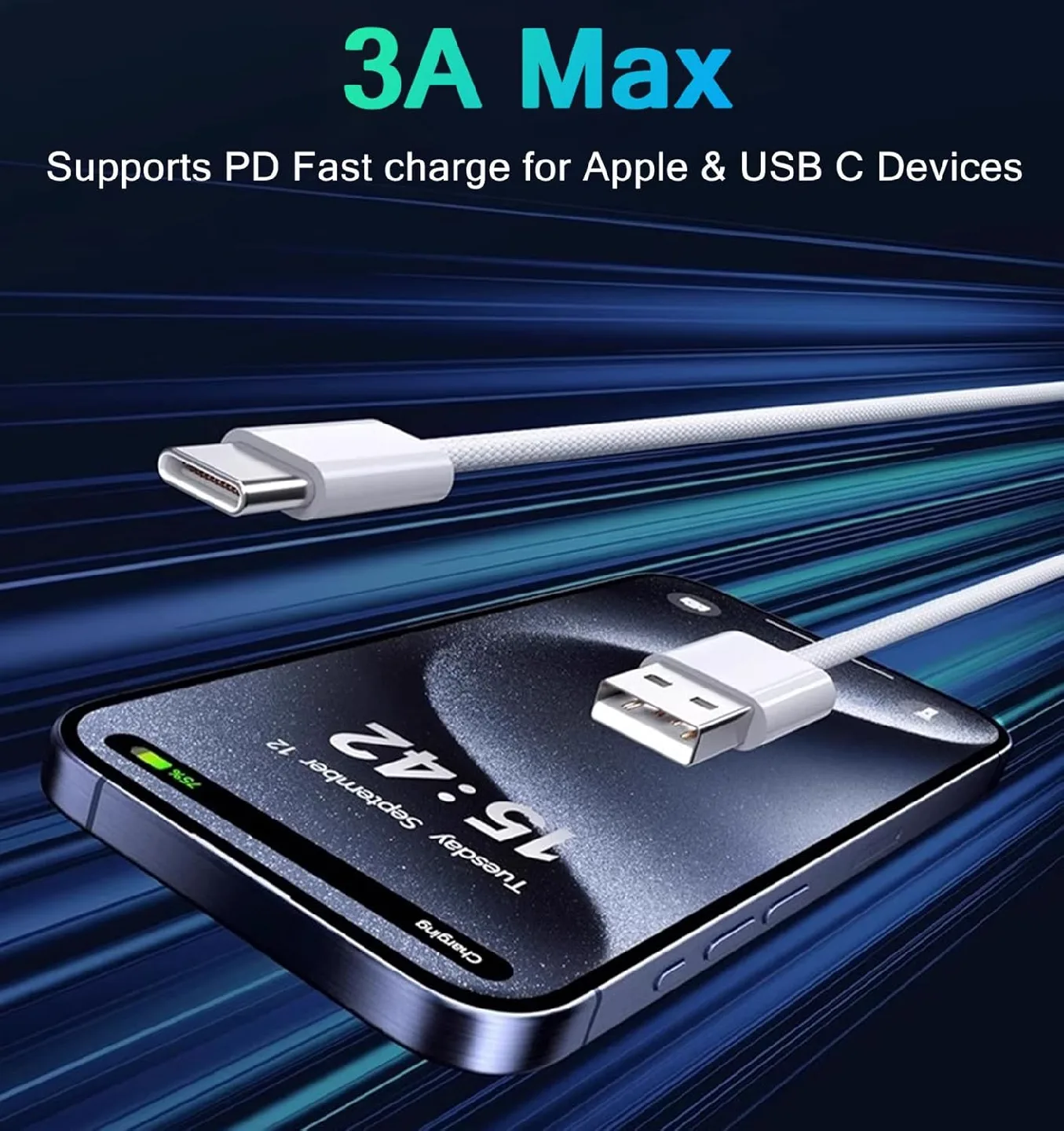 ukiism USB to USB C Cable Car Charger Cord Compatible image indicator(4)