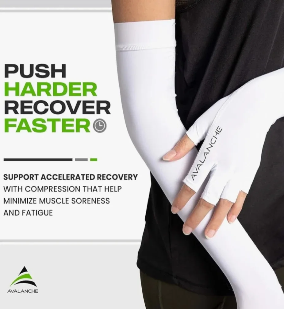 White Compression Arm Sleeves - Size M image indicator(4)