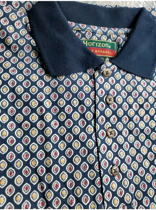 Horizon Golf Apparel Lisle Print Polo - Navy, Large - photo 3