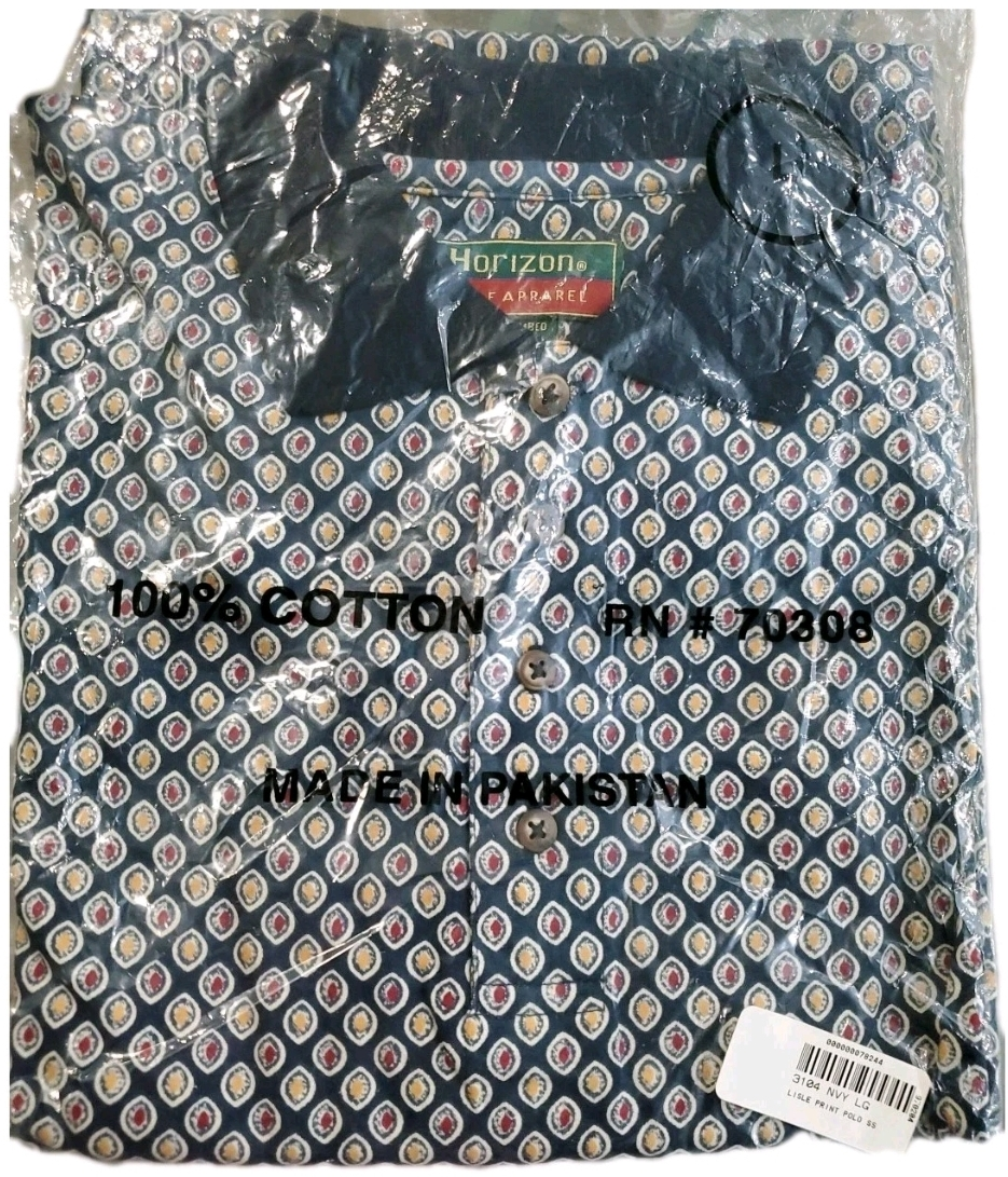 Horizon Golf Apparel Lisle Print Polo - Navy, Large - photo 5