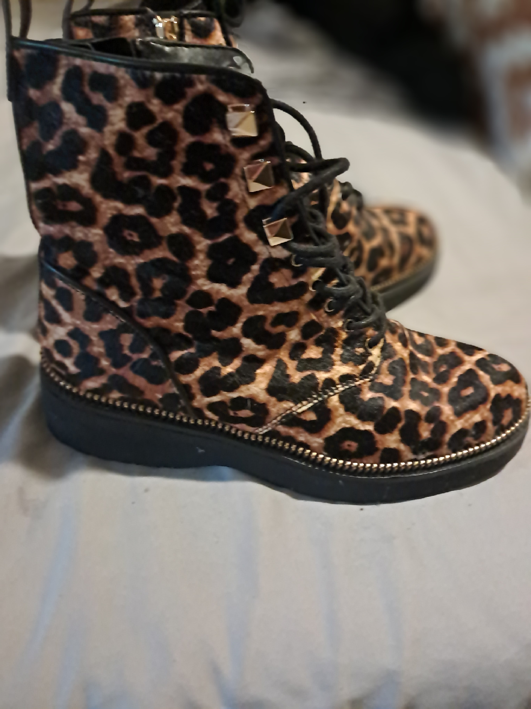 Leopard Print Lace-Up Boots - photo 2