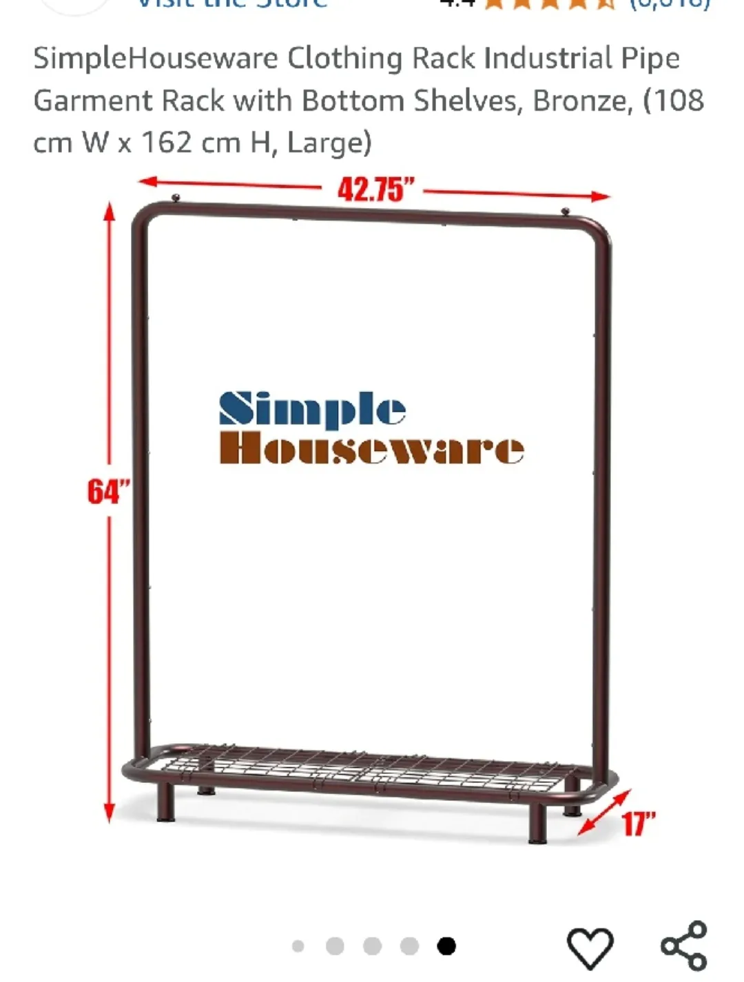 BRAND NEW Simple Houseware CLOTHS AND JACKETS Rack - Bronze image indicator(2)