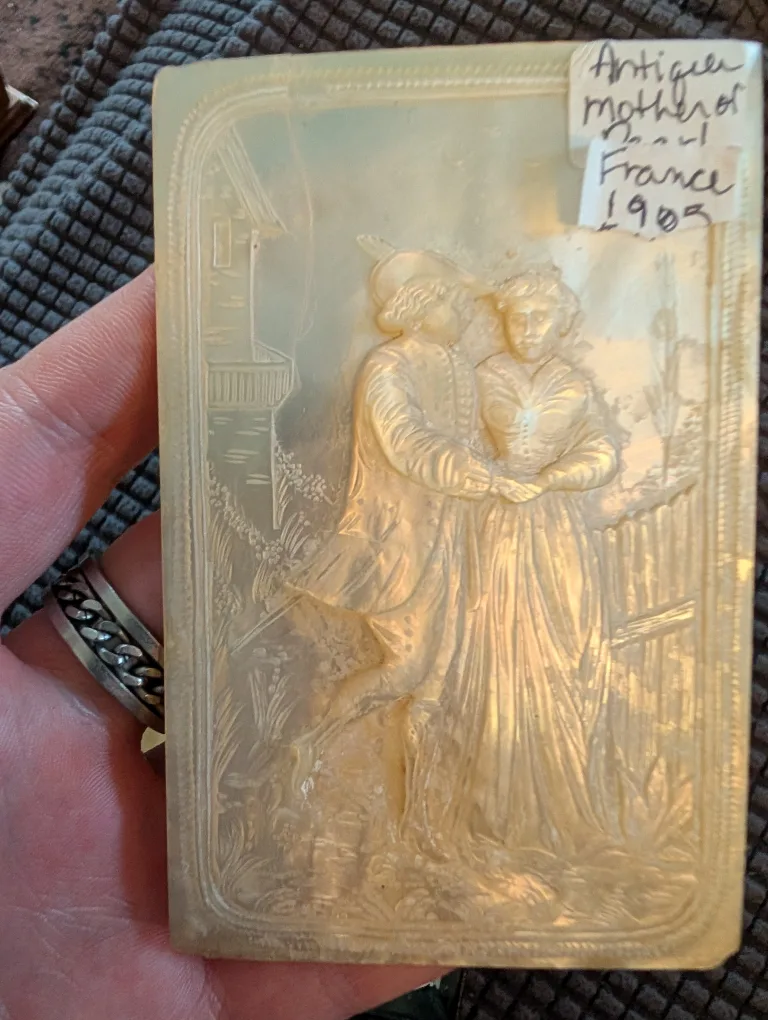 beautiful 1905 France   mother of pearl plaque