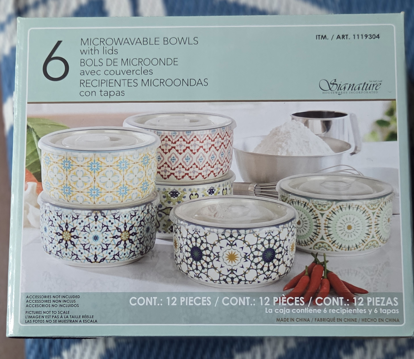 Signature Housewares Microwavable Bowls with Lids (6)