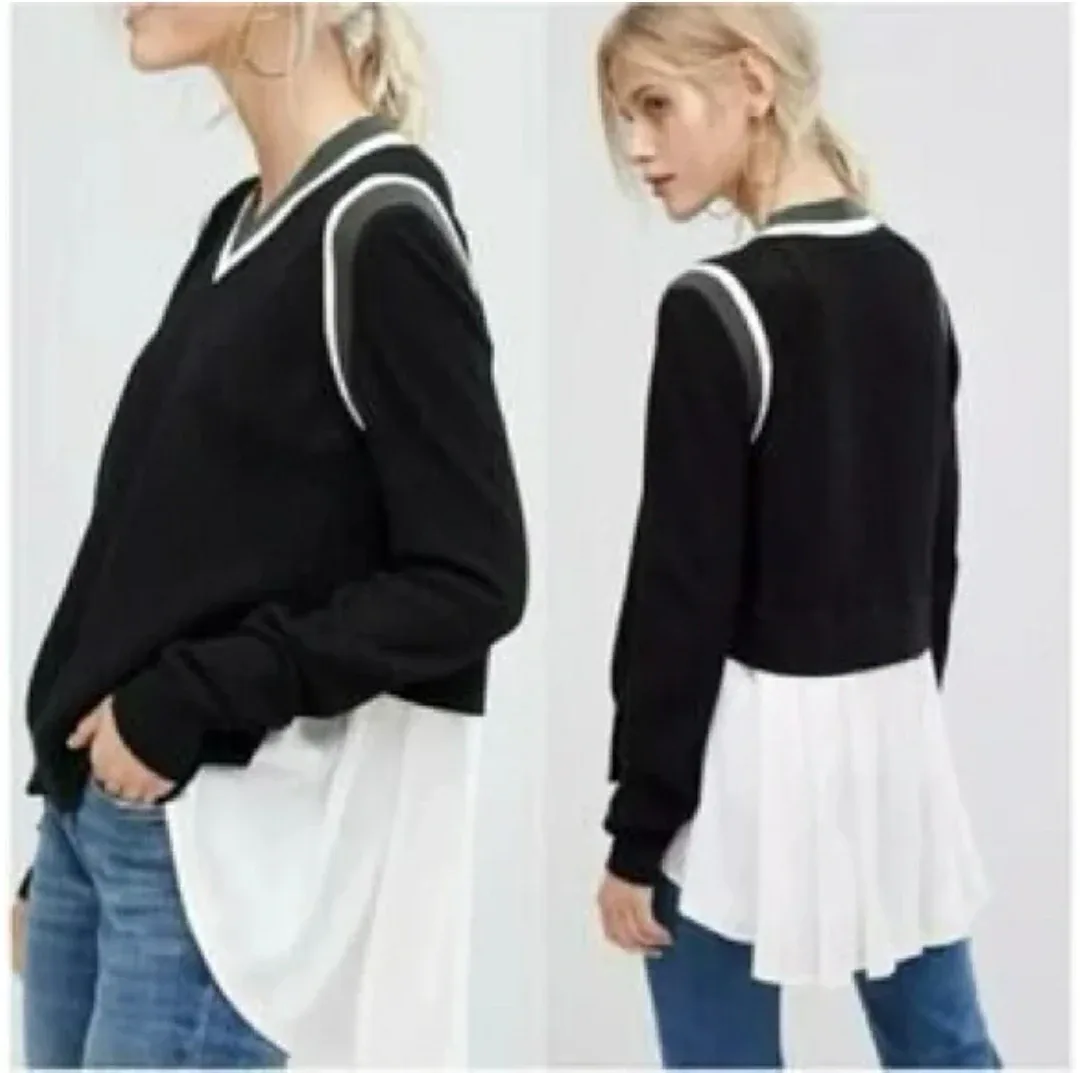 Veronica Beard Mixed Media Sweater - Mesh white shirt thumbnail
