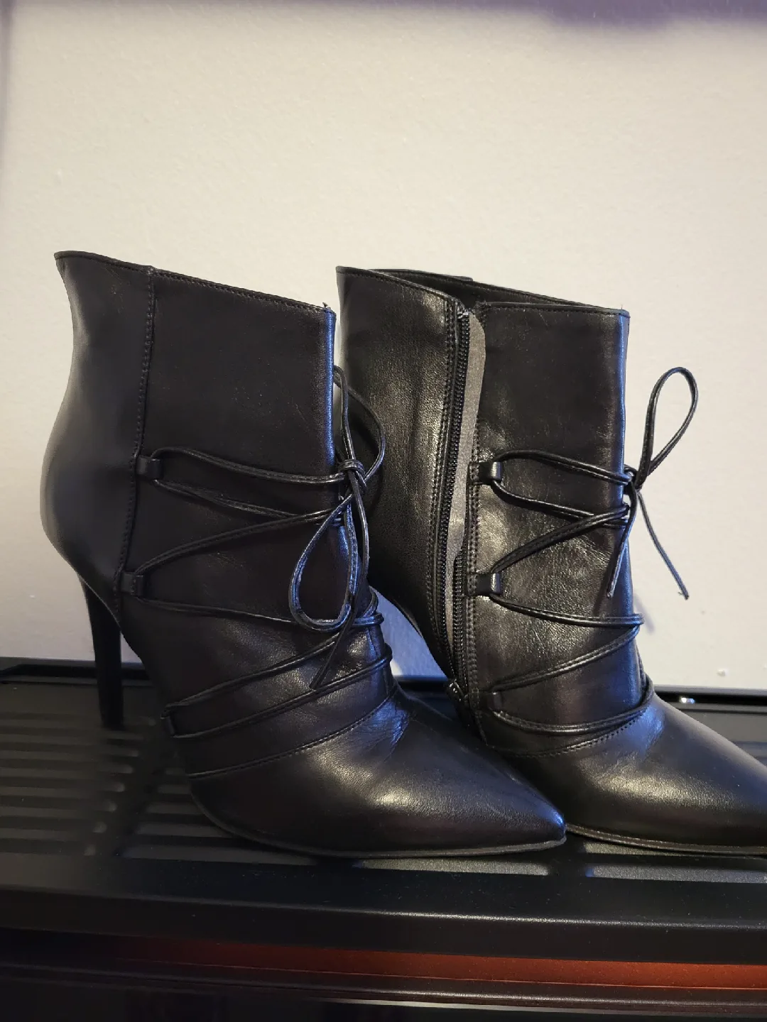 Town Shoes Black Leather Ankle Boots - Size 7 thumbnail