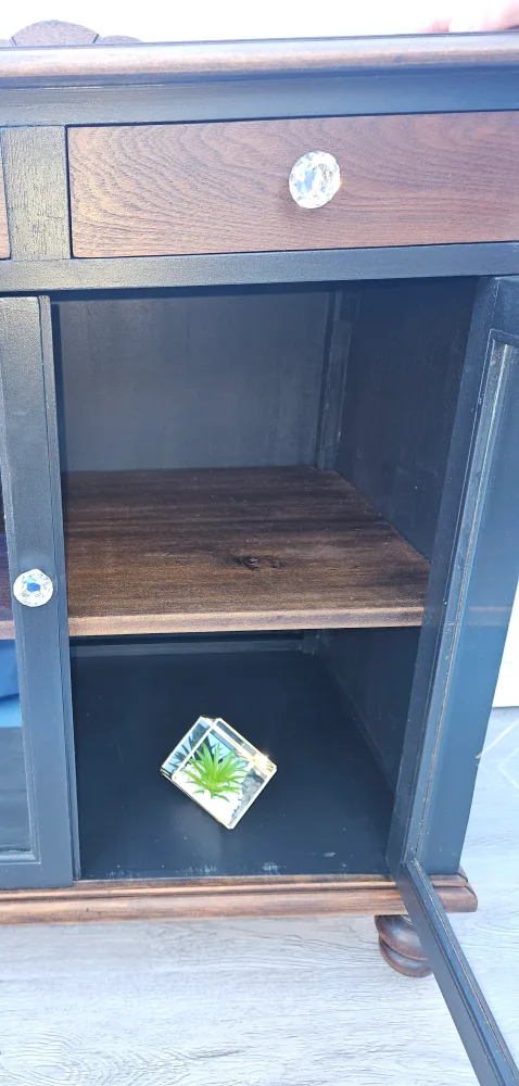 Dark Wood and Black Display Cabinet image indicator(2)