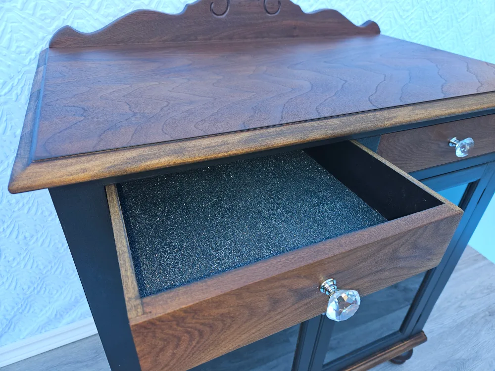 Dark Wood and Black Display Cabinet image indicator(4)