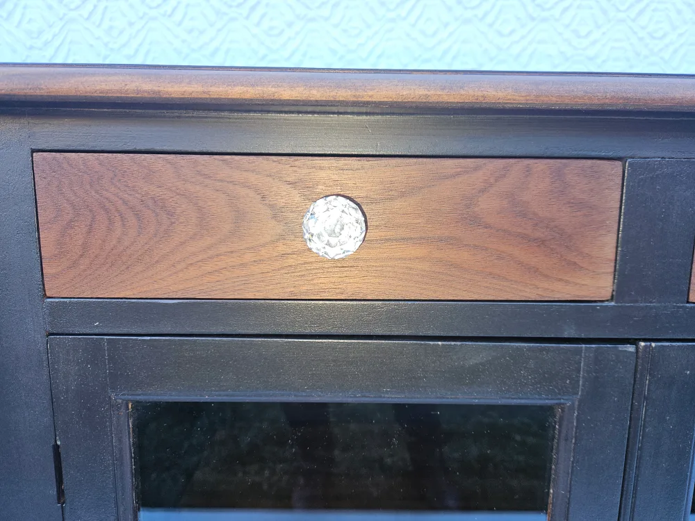 Dark Wood and Black Display Cabinet image indicator(5)